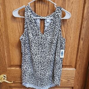 Old Navy Women's Sleeveless Leopard Tank - Black & White
